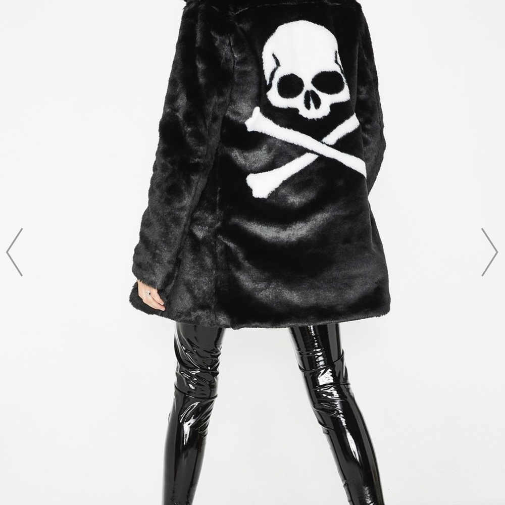 Current Mood Skull Faux Fur Jacket